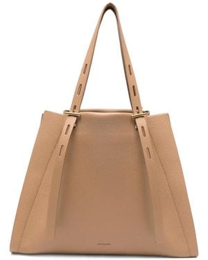 MINOBOSSI Medium Paulette Leather Tote Bag - Natural