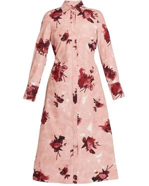 Erdem Midi-Hemdkleid mit Blumen-Print - Pink