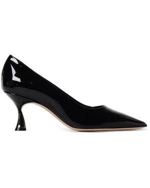 Casadei Patent-Effect Pointed-Toe Court Shoes - Black