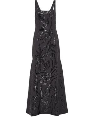 Brunello Cucinelli Paillettenkleid mit Blumen - Schwarz