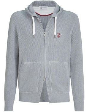 Brunello Cucinelli Hoodie Met Rits - Grijs