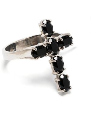 Dolce & Gabbana Crystal-Embellished Cross Ring - Black