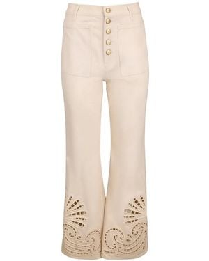 Ulla Johnson Lou Embroidered Flared Jeans - White
