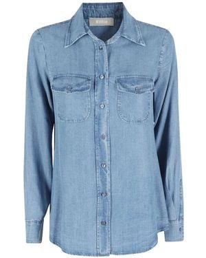 Kiltie Flap-Pocket Denim Shirt - Blue