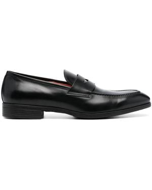 Santoni Polished Leather Penny Loafers - Black