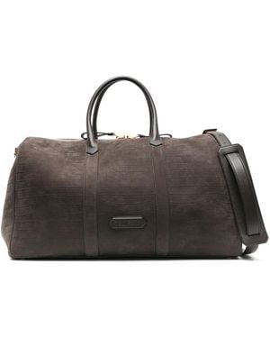 Tom Ford Crocodile-Embossed Nubuck Holdall - Brown