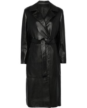 Paul Smith Leather Trench Coat - Black