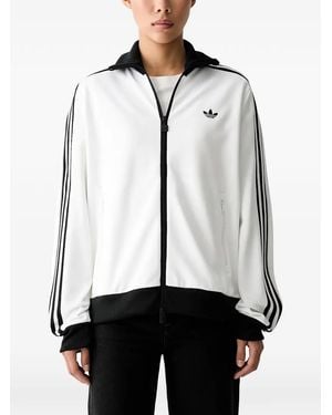 adidas Logo-Embroidered Striped-Sleeve Track Jacket - White