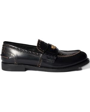 Miu Miu Perforated Coin-Detail Loafers - Black
