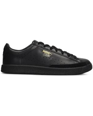 PUMA Court Perforated Logo-Print Sneakers - Black