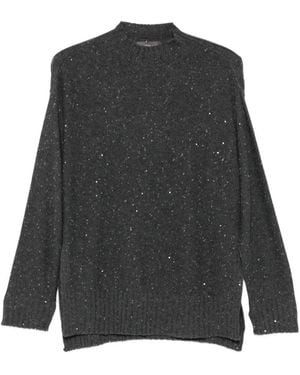 Lorena Antoniazzi Pull À Sequins Et Fente Latérale - Noir