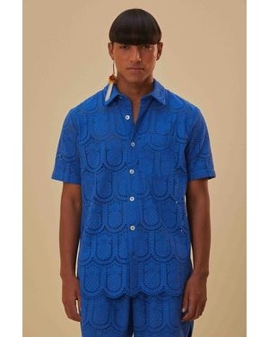 FARM Rio Pineapple Eyelet Shirt - Blue