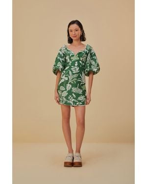 FARM Rio Forest Soul Short Sleeve Mini Dress, Forest Soul - Green