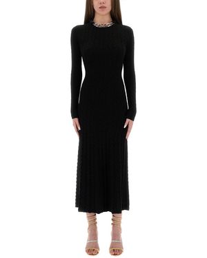 Rabanne Long Wool Dress - Black