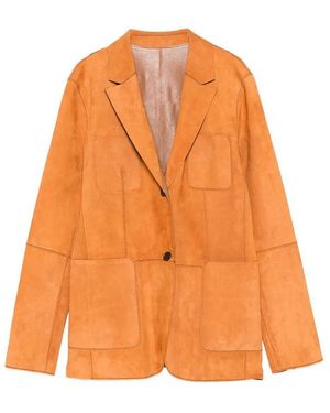 Desa Reversible Leather Blazer - Orange