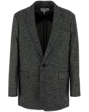 Loewe Two-Tone Wool Blend Blazer - Black