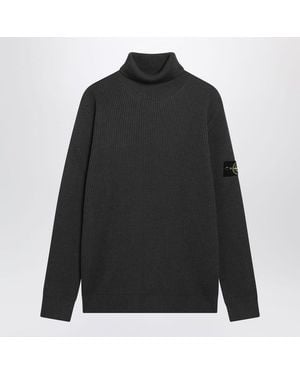 Stone Island Ribbed Turtleneck Knitwear - Black
