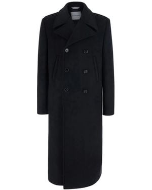 Balenciaga Double-Breasted Skinny-Fit Coat - Black