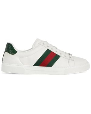 Gucci Ace Leather Low-Top Sneakers - White