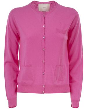 Vanisé Cashmere Cardigan With Patch Pockets - Pink