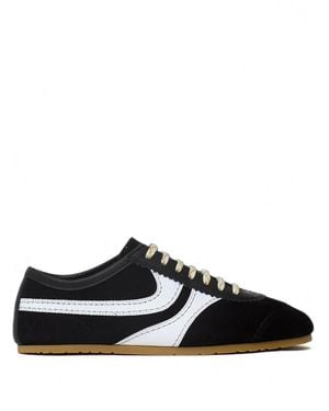 Dries Van Noten Suede And Leather Trainers - Black
