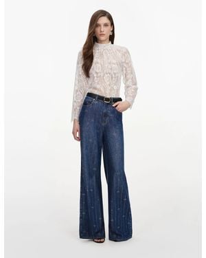Self-Portrait Crystal-Striped Jeans - Blue