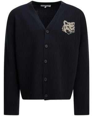 Maison Kitsuné Maison Kitsuné "Fox Head" Cardigan - Blue