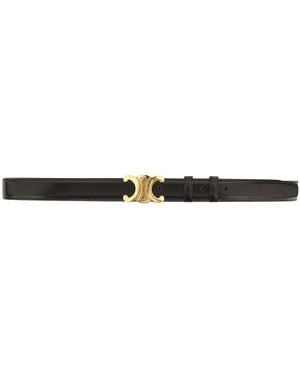 Celine Triomphe Medium Taurillon Leather Belt - White