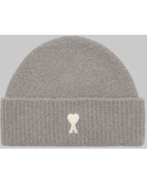 Ami Paris Alpaca Ami De Coeur Beanie - Gray