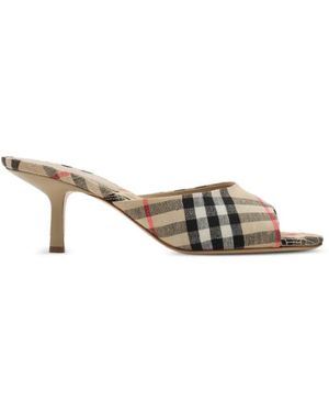 Burberry Check Mews Low Sandals - Metallic
