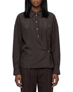 Lemaire Licorice Twisted Silk Shirt - Black