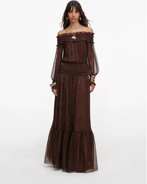 Self-Portrait Georgette Maxi Dress - Brown