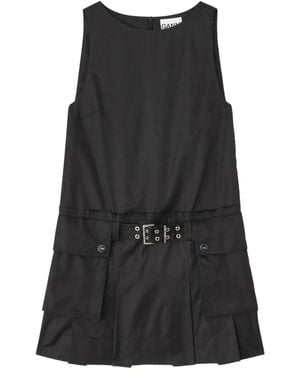 Ganni Duchesse Nylon Mini Dress - Black