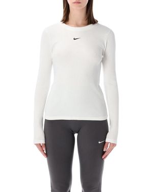 Nike Ribbed Slim Long Sleeve T-Shirt - White