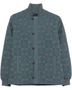KENZO Gram Quilted Logo-Plaque Jacket - Blue