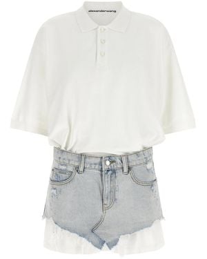 Alexander Wang Denim Skirt Polo Dress - White