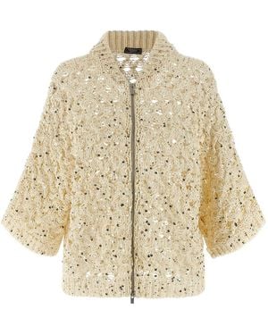 Peserico Sequin Mesh Cardigan - Natural