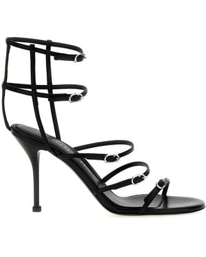 McQueen Strap Leather Sandals - Black