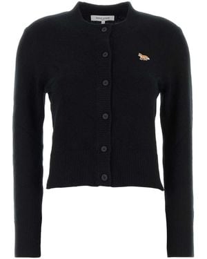 Maison Kitsuné Baby Fox Lambswool Fitted Cardigan - Blue