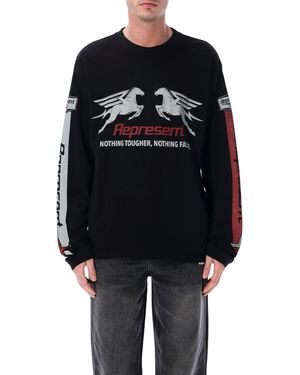 Represent Mesh Pegasus Long Sleeve T-Shirt - Black