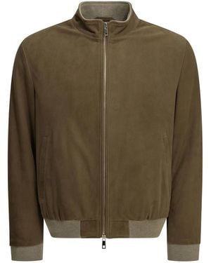 Altum Padded Suede Bomber Jacket - Green