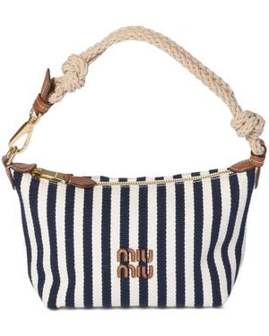 Miu Miu Embroidered Canvas Shoulder Bag - White