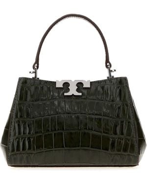 Tory Burch Eleanor Embossed Croc Mini Satchel - Black