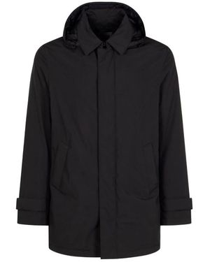Herno Nylon Concealed Coat - Black