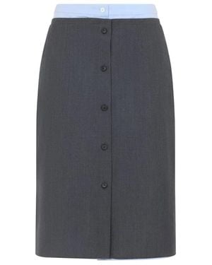 Prada Dark Wool Blend Skirt - Grey