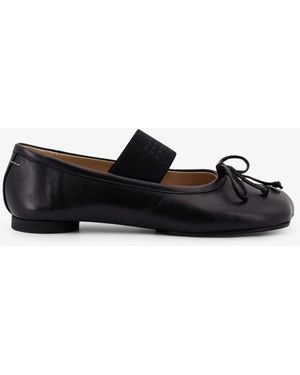 【関税＆送料込み】Mm6 Maison Margiela Black Leather Flats MM6 Maison Margiela Leather Ballet Flats | Black | FARFETCH