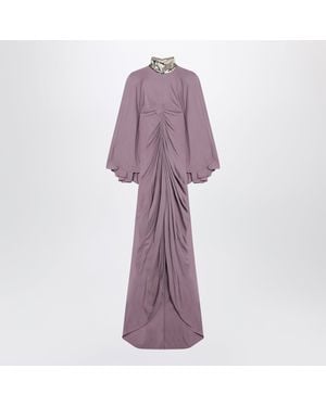 Valentino Mauve Draped Long Dress - Purple