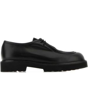 Max Mara Leather Track Lace-Up Shoes - Black