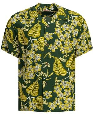 Sun Surf "Plumeria Blossoms" Casual Shirt - Green