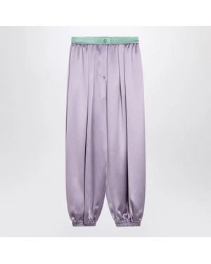 Valentino Wide Lilac Silk Trousers - Purple